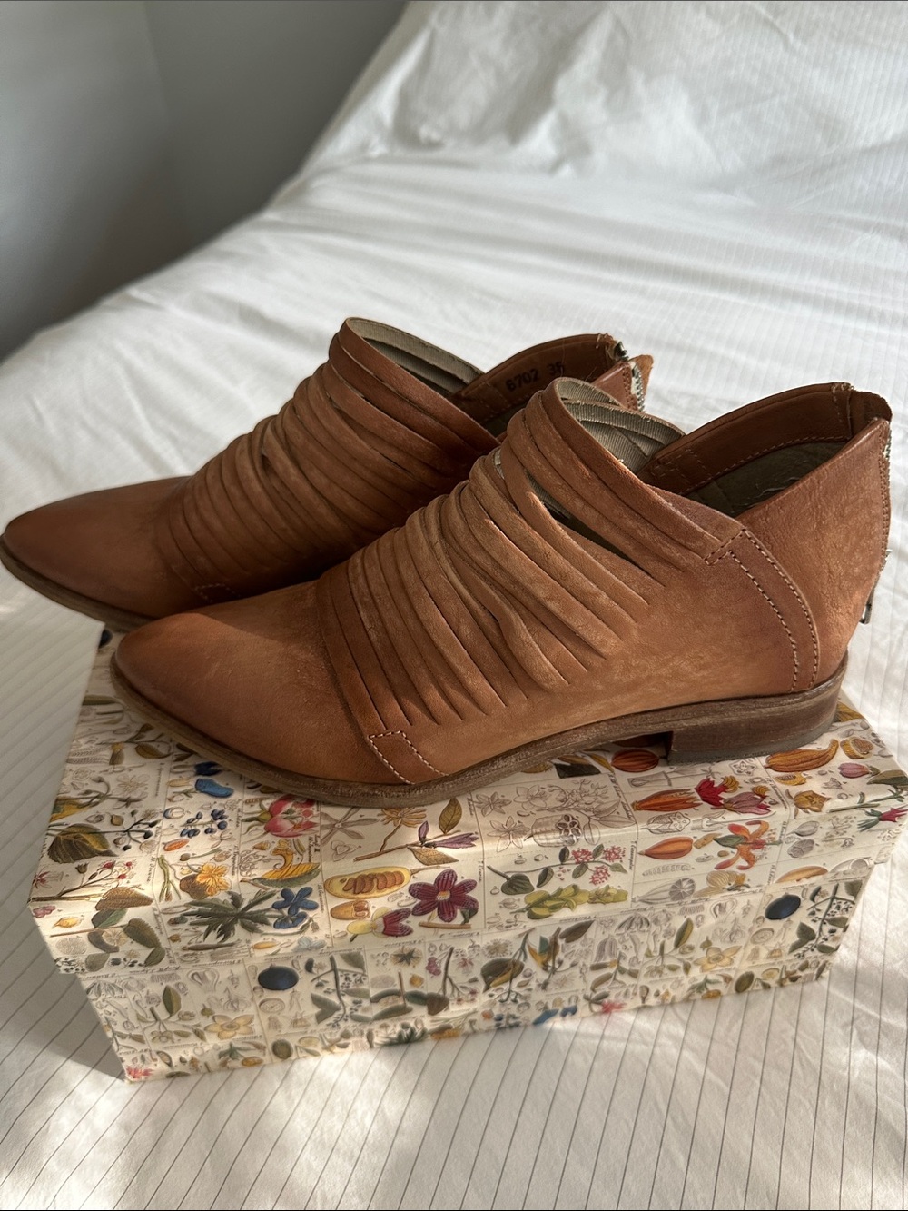 Free People Cognac Fringe Leather Ankle Booties